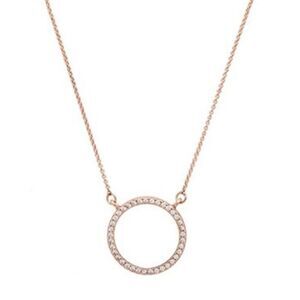 New Lisa Freede Pave Crystal Circle Eternity Rose Gold Necklace Romantic Revolve